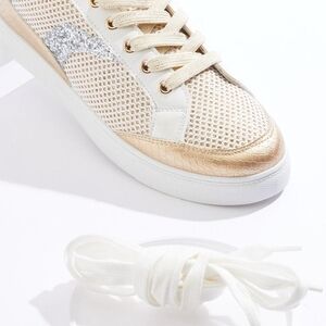 Cato Silver, Gold Glitter Accent Low-Top Sneaker
